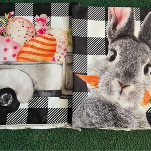 Easter Bunny Decorative Pillow Cover - Gray Bunny with Orange Accents